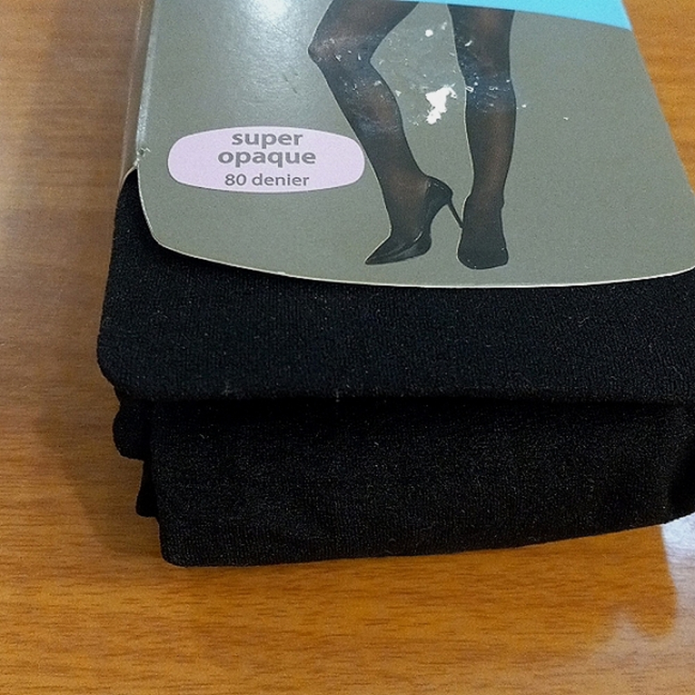 Control Top Tights super opaque invisible flat seams soft black comfy size tall - Picture 4 of 10
